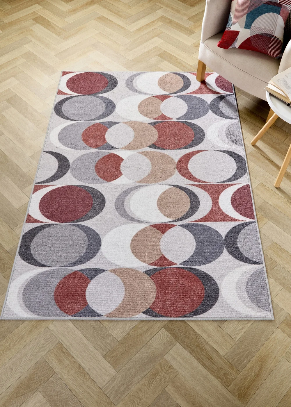 Fusion Sander Non-Slip Red Washable Rug - 120 x 180cm Image 1