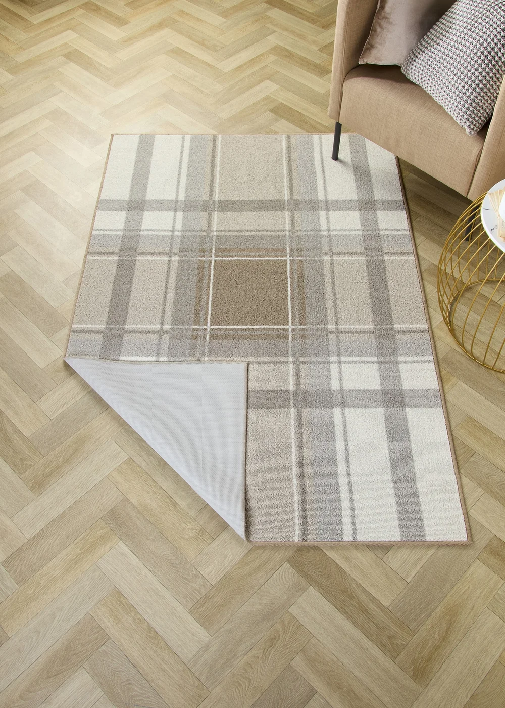Fusion Balmoral Check Non-Slip Natural Washable Rug - 120 x 180cm Image 2