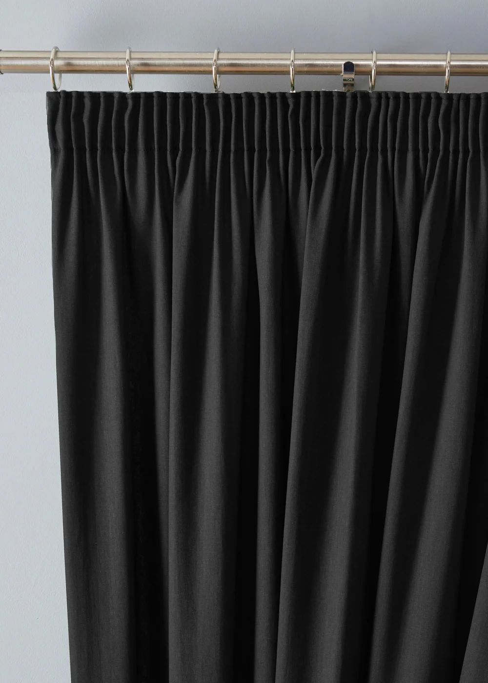 Fusion Dijon Blackout / Thermal Insulated Black Pencil Pleat Curtains - 46W X 54D (116x137cm) Image 2