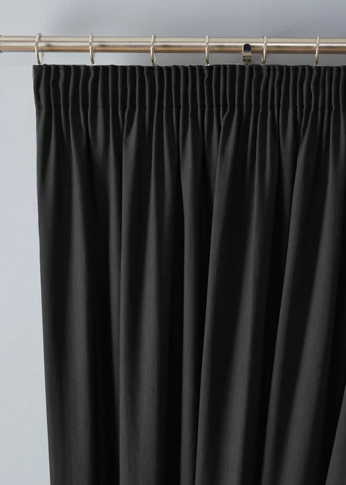 Fusion Dijon Blackout / Thermal Insulated Black Pencil Pleat Curtains - 46W X 54D (116x137cm) Image 2