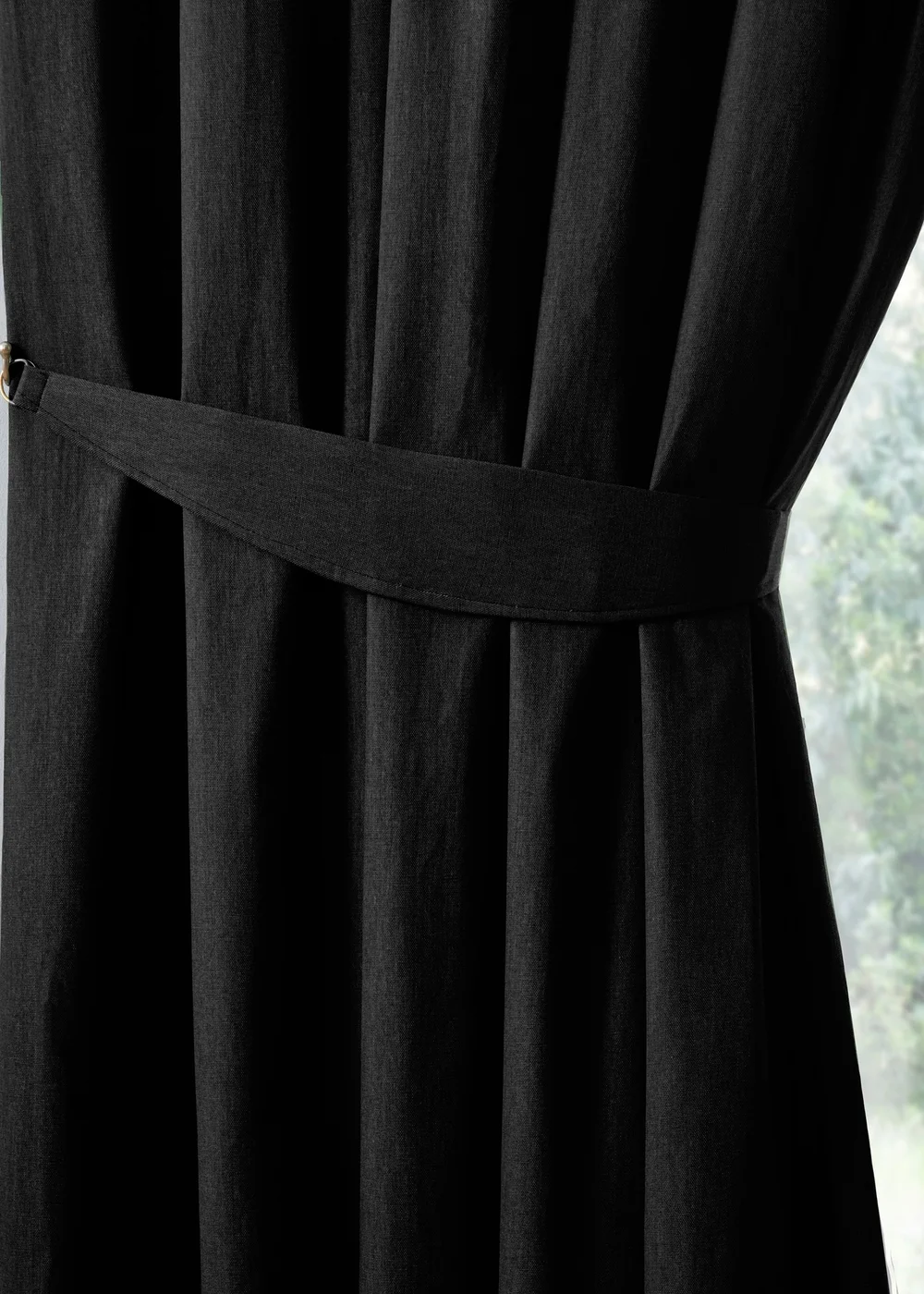Fusion Dijon Blackout / Thermal Insulated Black Pencil Pleat Curtains - 46W X 54D (116x137cm) Image 3
