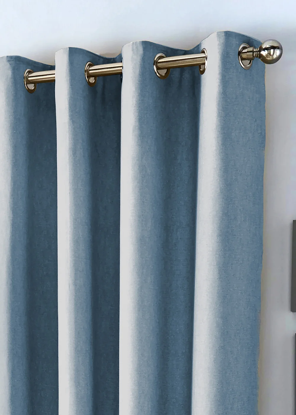 Fusion Sorbonne Light Blue Eyelet Curtains - 46W X 54D (116x137cm) Image 2