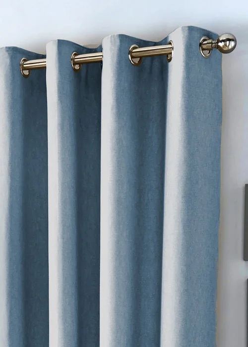 Fusion Sorbonne Light Blue Eyelet Curtains - 46W X 54D (116x137cm) Image 2