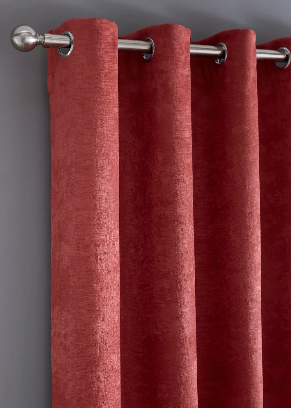Fusion Strata Dim out Woven Terracotta Eyelet Curtains - 46W X 54D (116x137cm) Image 2