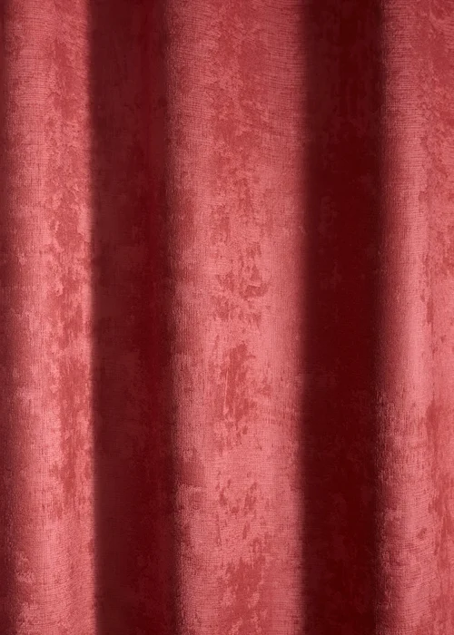 Fusion Strata Dim out Woven Terracotta Eyelet Curtains - 46W X 54D (116x137cm) Image 3