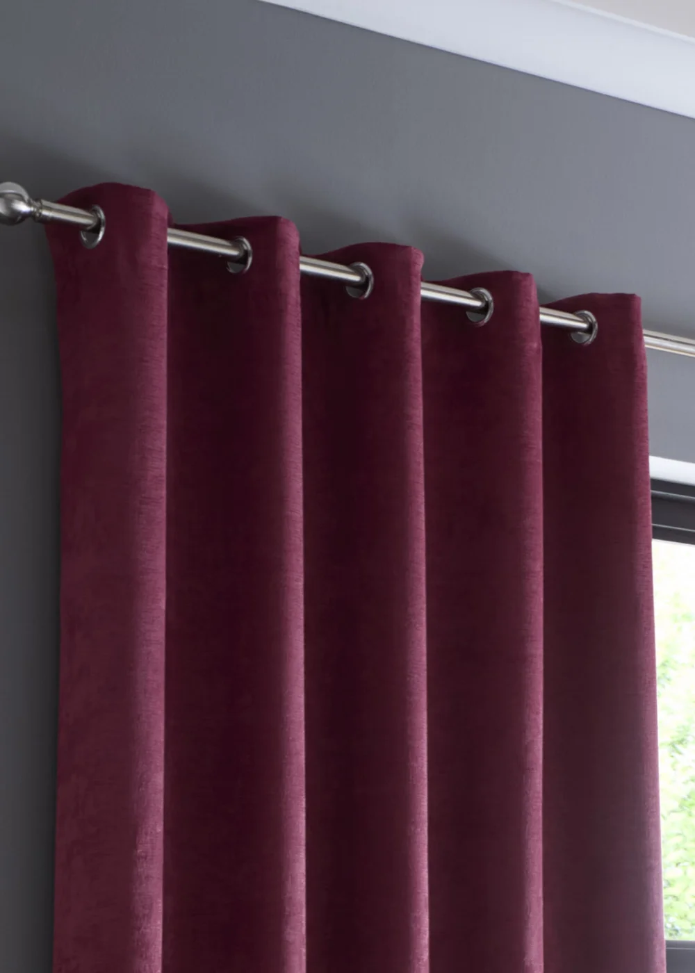 Fusion Strata Dim out Woven Purple Eyelet Curtains - 46W X 54D (116x137cm) Image 2
