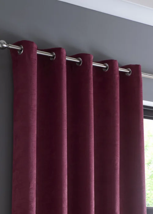 Fusion Strata Dim out Woven Purple Eyelet Curtains - 46W X 54D (116x137cm) Image 2