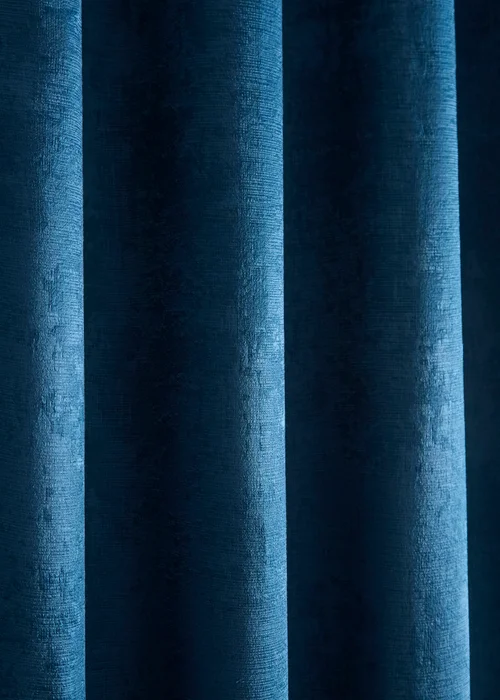 Fusion Strata Dim out Woven Blue Eyelet Curtains - 46W X 54D (116x137cm) Image 3