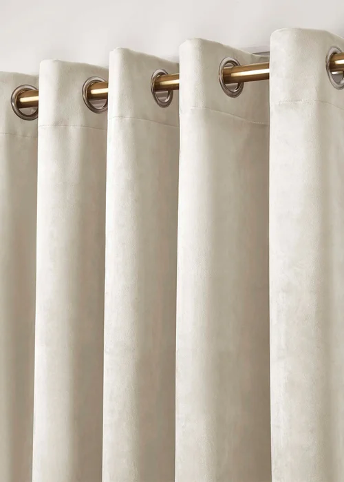 Laurence Llewelyn-Bowen Montrose Velvet Blackout Ivory Eyelet Curtains - 46W X 54D (116x137cm) Image 2
