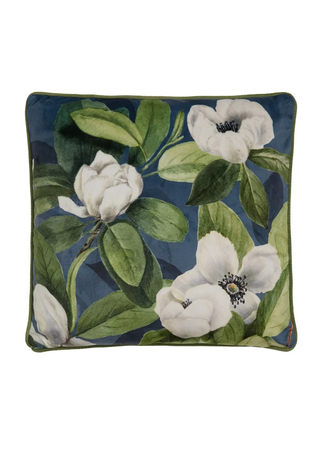 Soiree Alaya Blue Velvet Filled Cushion (43cm x 43cm)