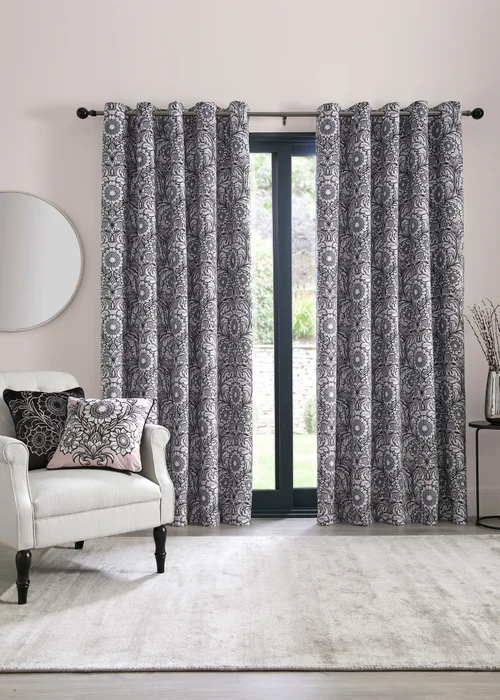 Laurence Llewelyn-Bowen Romilly Blackout Natural Eyelet Curtains - 46W X 54D (116x137cm) Image 1