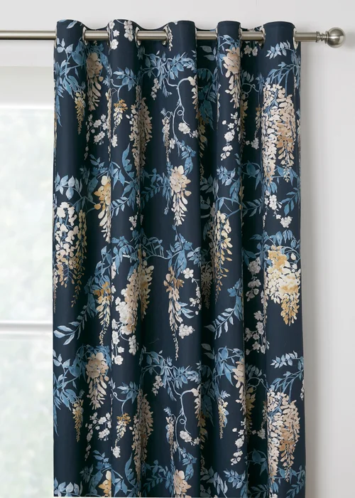 Dreams & Drapes Curtains Wisteria Navy Eyelet Curtains - 46W X 54D (116x137cm) Image 2