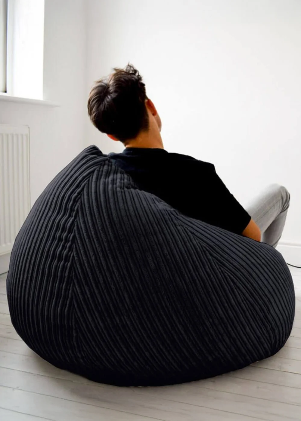 rucomfy Jumbo Cord Slouchbag Black Beanbag - One Size Image 4