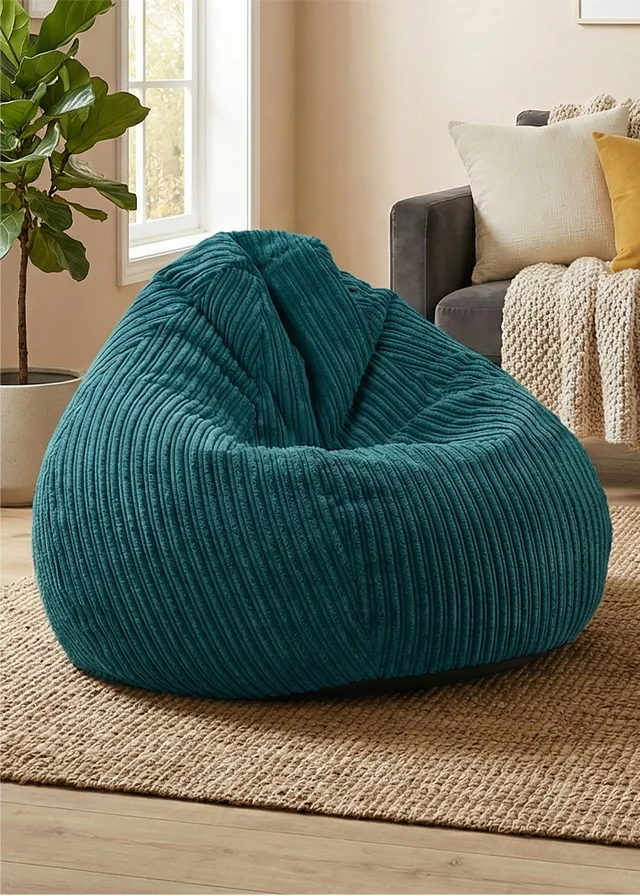 rucomfy Jumbo Cord Slouchbag Teal Beanbag