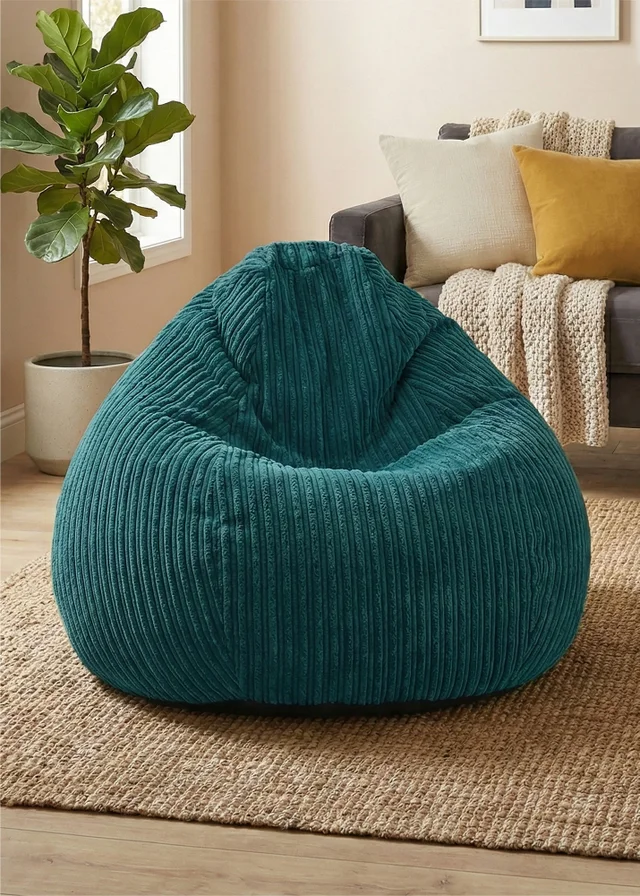 rucomfy Jumbo Cord Slouchbag Teal Beanbag