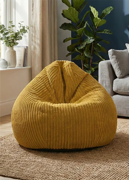 rucomfy Jumbo Cord Slouchbag Mustard Beanbag - One Size Image 2