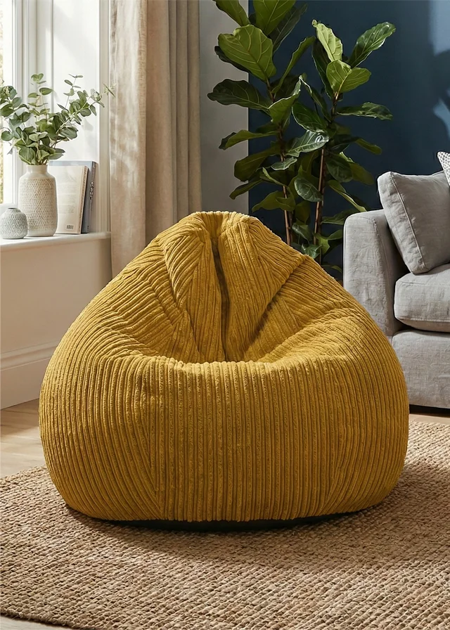 rucomfy Jumbo Cord Slouchbag Mustard Beanbag