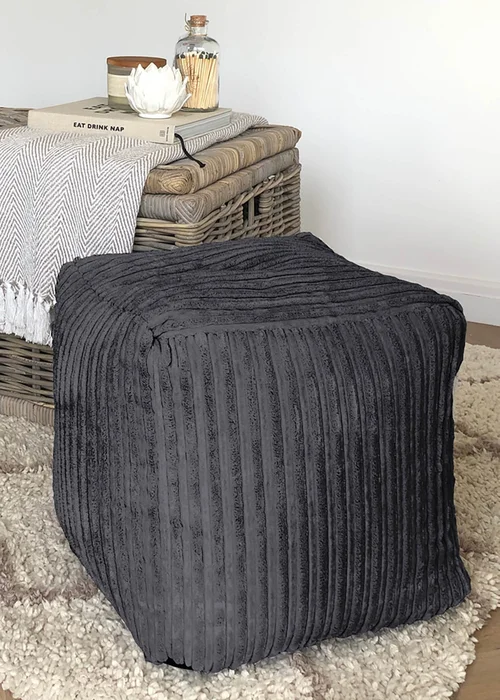 rucomfy Jumbo Cord Cube Slate Grey Beanbag - One Size Image 1