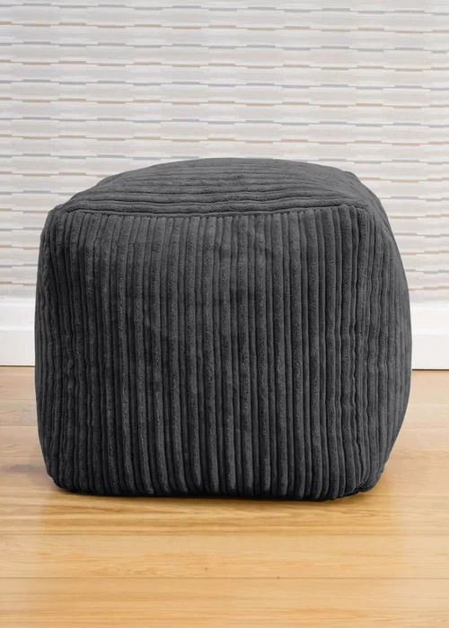 rucomfy Jumbo Cord Cube Slate Grey Beanbag - One Size Image 2