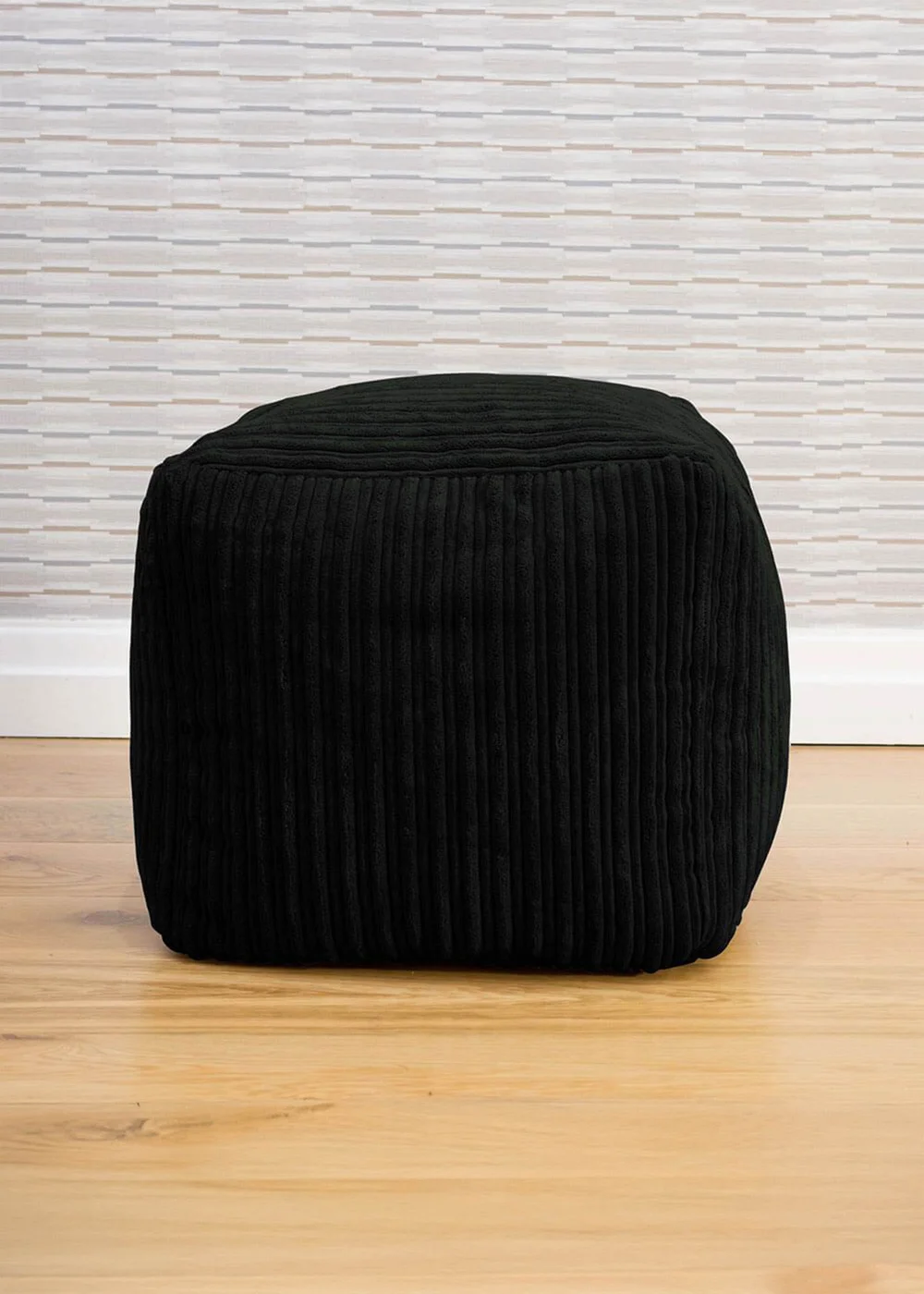 rucomfy Jumbo Cord Cube Black Beanbag - One Size Image 3