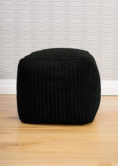 rucomfy Jumbo Cord Cube Black Beanbag - One Size Image 3