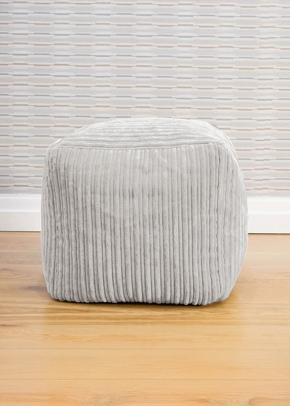 rucomfy Jumbo Cord Cube Platinum Grey Beanbag - One Size Image 2