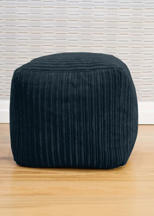 rucomfy Jumbo Cord Cube Navy Blue Beanbag - One Size Image 3
