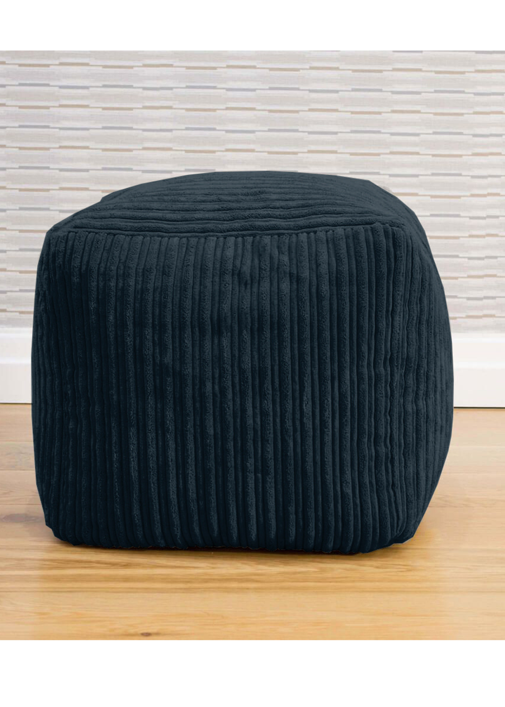 rucomfy Jumbo Cord Cube Navy Blue Beanbag - One Size Image 1