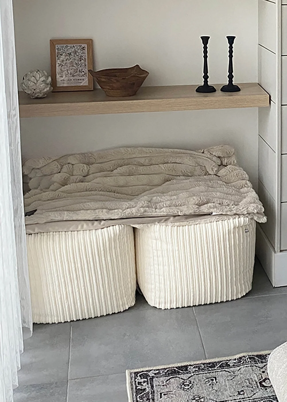 rucomfy Jumbo Cord Cube Ivory Beanbag - One Size Image 2