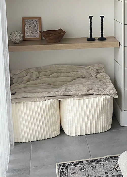 rucomfy Jumbo Cord Cube Ivory Beanbag - One Size Image 2