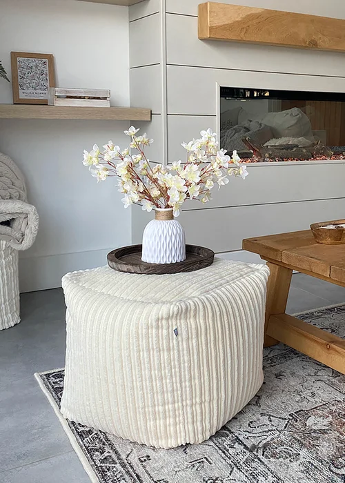 rucomfy Jumbo Cord Cube Ivory Beanbag - One Size Image 1