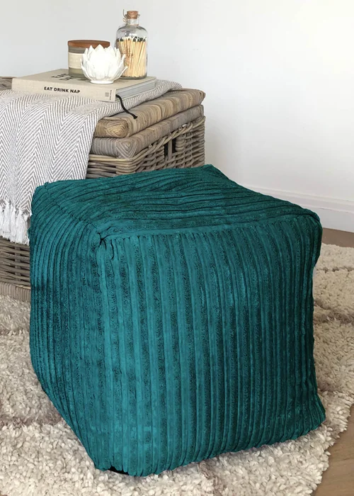 rucomfy Jumbo Cord Cube Teal Beanbag (38cm x 38cm x 38cm) - One Size Image 1