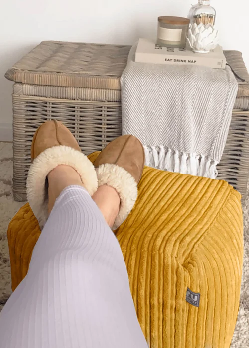 rucomfy Jumbo Cord Cube Mustard Beanbag - One Size Image 3