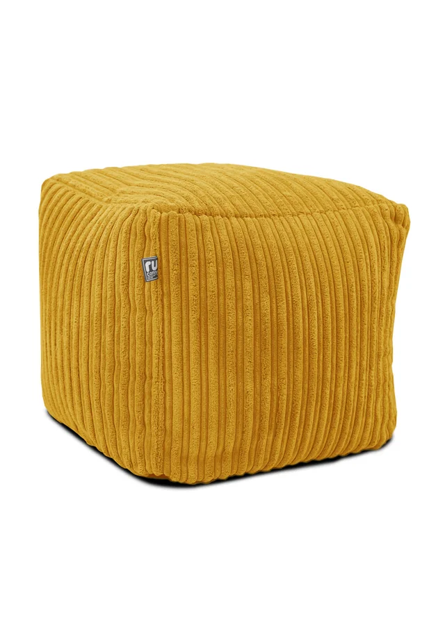 rucomfy Jumbo Cord Cube Mustard Beanbag