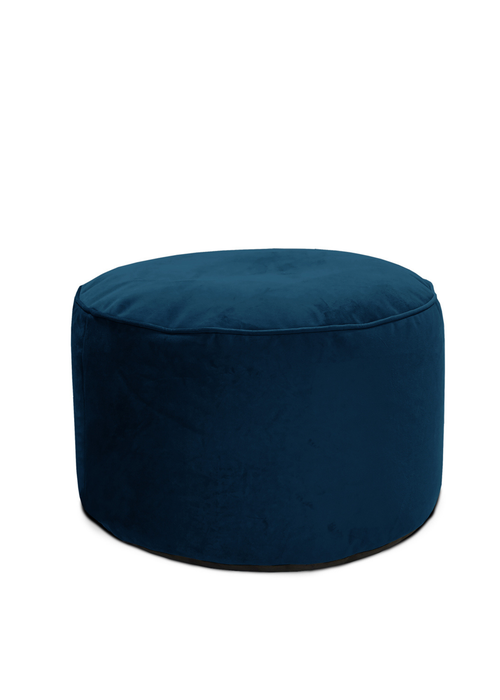 rucomfy Velvet Pouffe Blue Beanbag - One Size Image 3