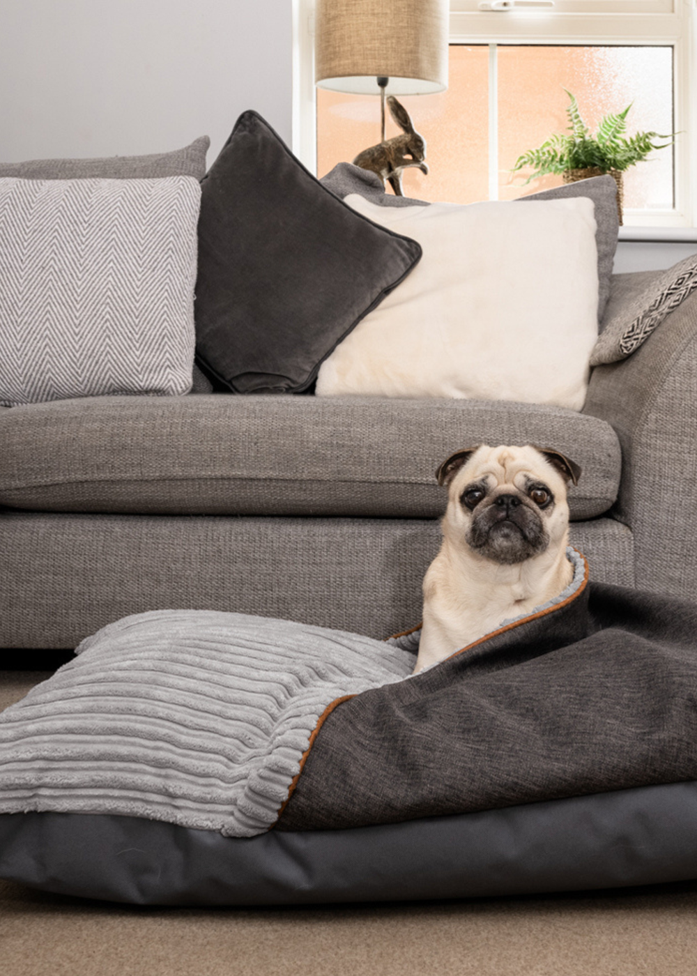 rucomfy Jumbo Cord Burrower Medium Platinum Grey Pet Bed - One Size Image 1