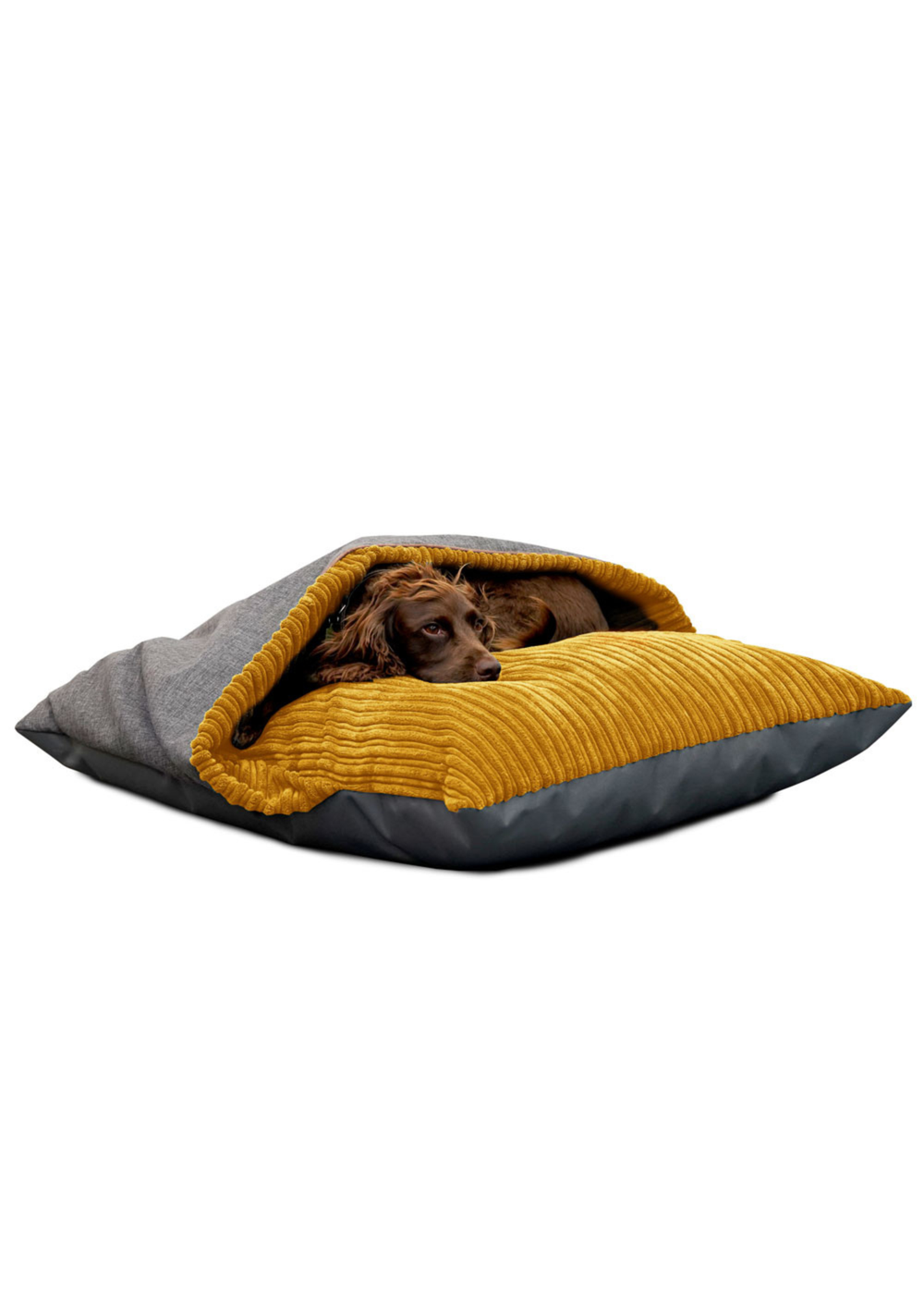 rucomfy Jumbo Cord Burrower Medium Mustard Pet Bed - One Size Image 2