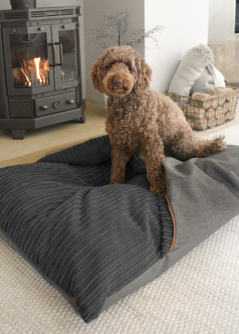 rucomfy Jumbo Cord Burrower Large Slate Grey Pet Bed - One Size Image 1