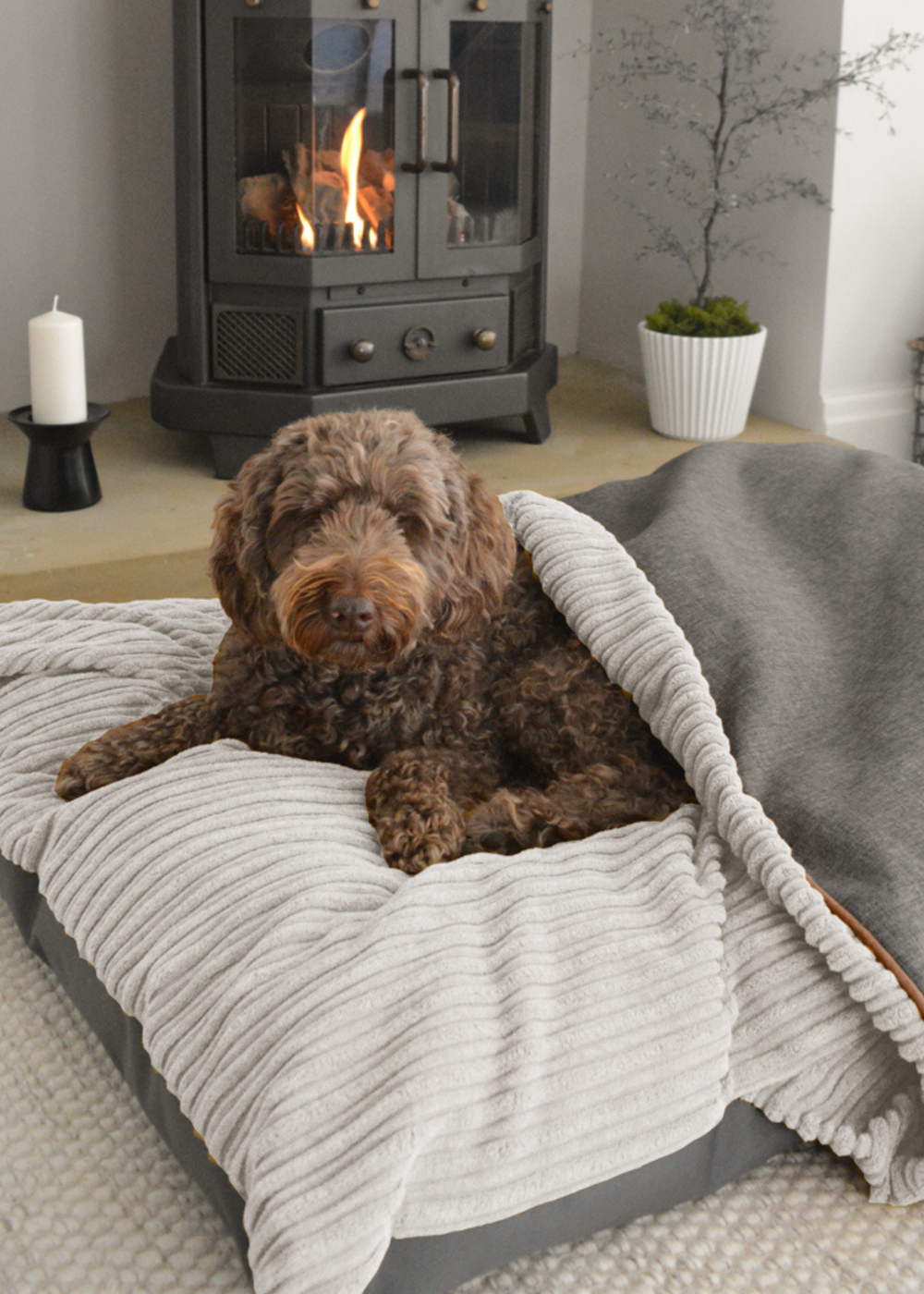 rucomfy Jumbo Cord Burrower Large Platinum Grey Pet Bed - One Size Image 1