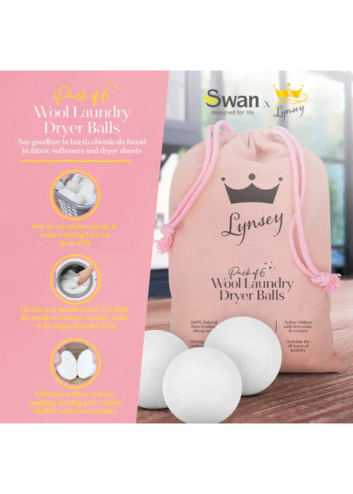 Swan Lynsey Queen of Clean Lambs Wool Dryer Balls - One Size Image 2