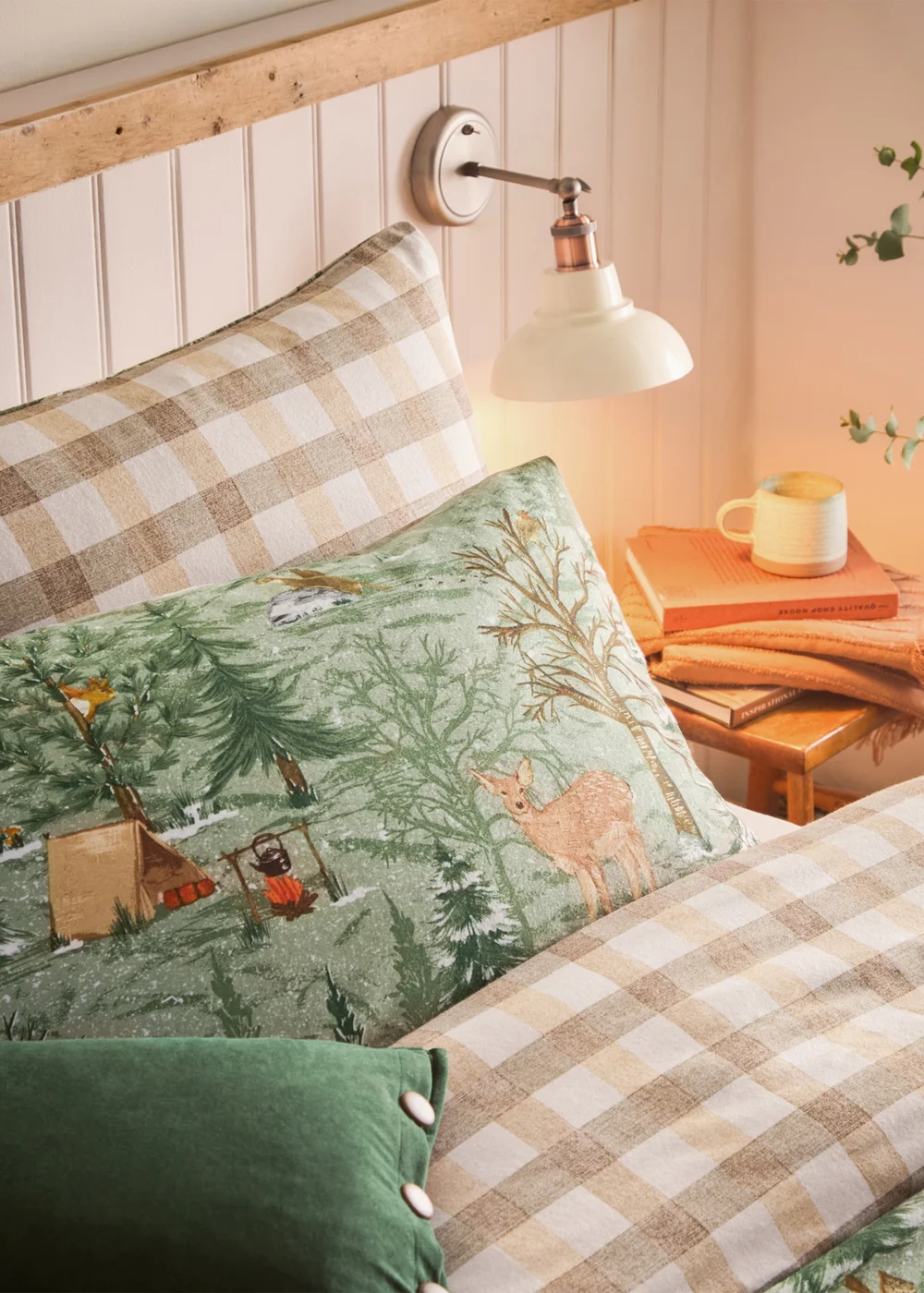 furn. Lodge Wood 100% Brushed Cotton Duvet Cover Set - Single Image 4