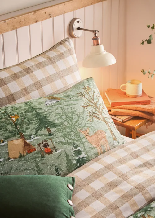 furn. Lodge Wood 100% Brushed Cotton Duvet Cover Set - Single Image 4
