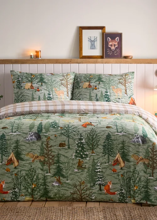 furn. Lodge Wood 100% Brushed Cotton Duvet Cover Set - Single Image 2