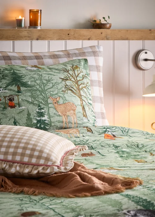 furn. Lodge Wood 100% Brushed Cotton Duvet Cover Set - Single Image 3