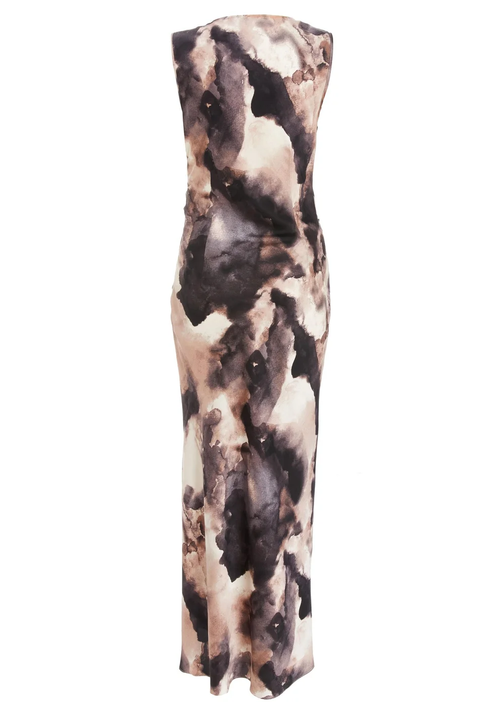 Quiz Black Marble Print Satin Ruched Midaxi Dress - 8 Image 5