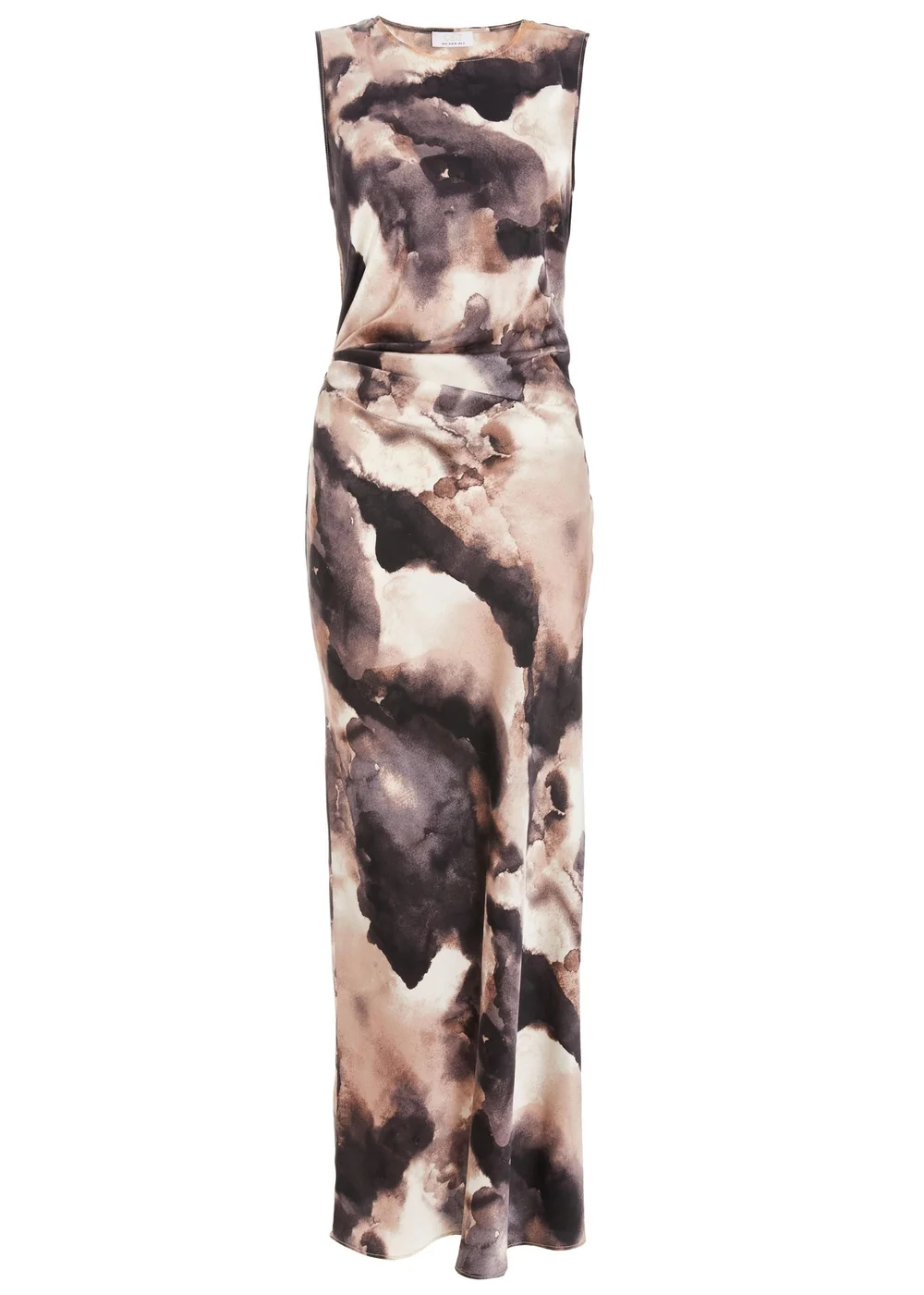 Quiz Black Marble Print Satin Ruched Midaxi Dress - 8 Image 4