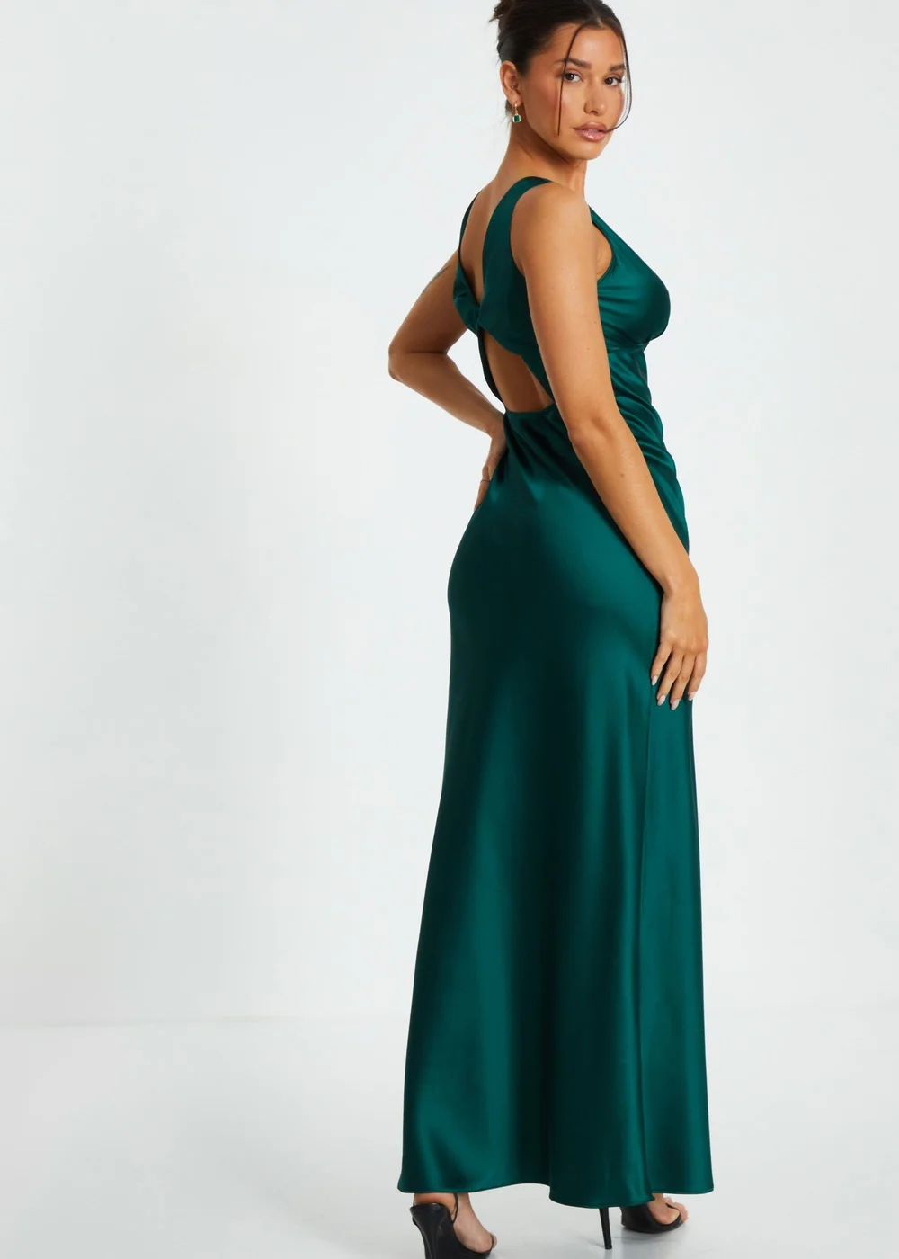Quiz Green Satin Slip Maxi Dress - 6 | Matalan Quiz Green Satin Slip Maxi Dress - 6 | Matalan