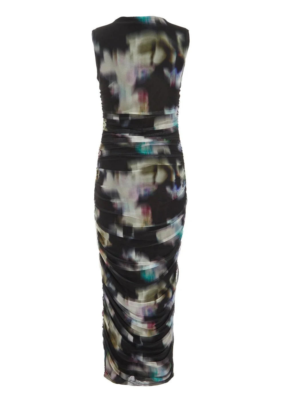 Quiz Black Brushstroke Print Mesh Midaxi Dress - 6 Image 5