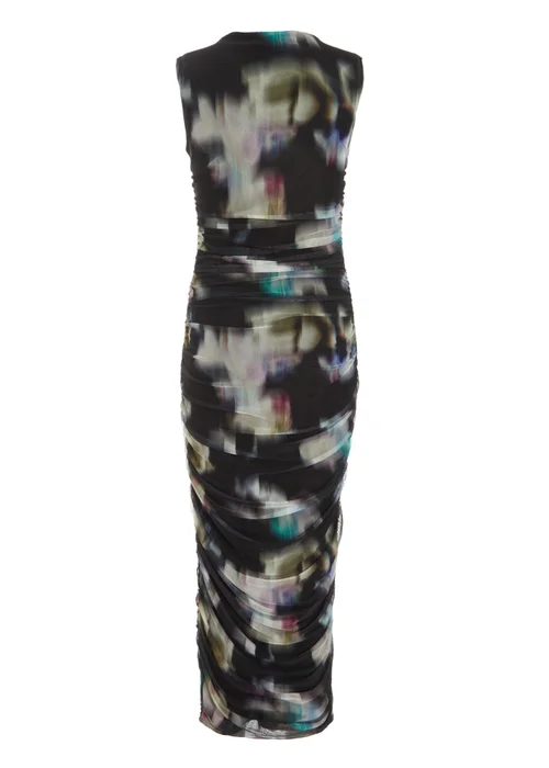 Quiz Black Brushstroke Print Mesh Midaxi Dress - 6 Image 5