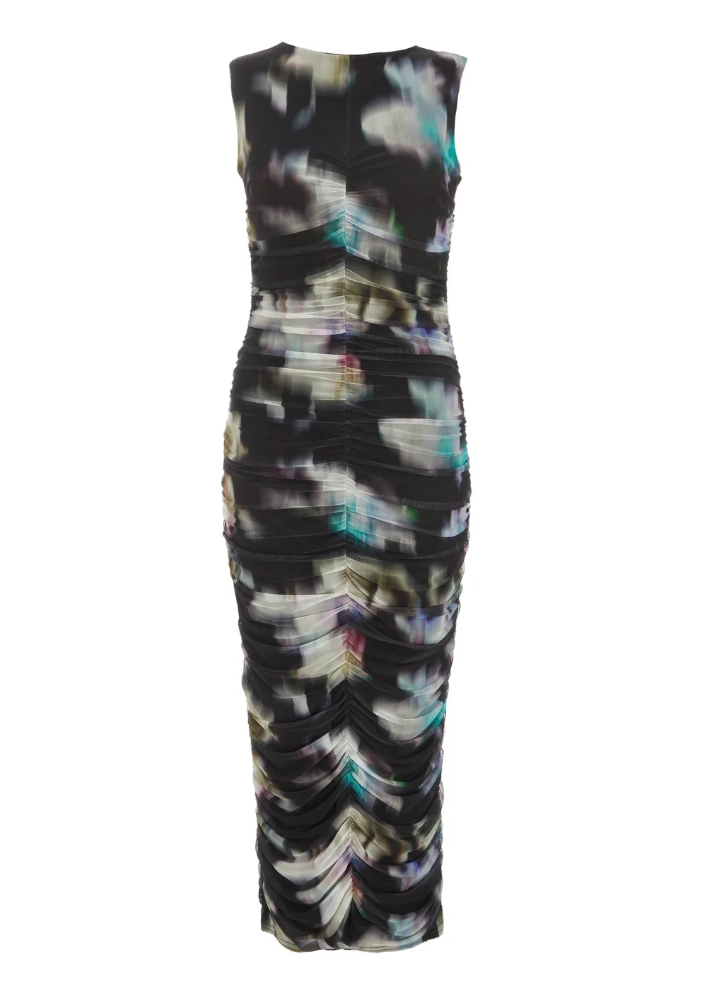 Quiz Black Brushstroke Print Mesh Midaxi Dress - 6 Image 4